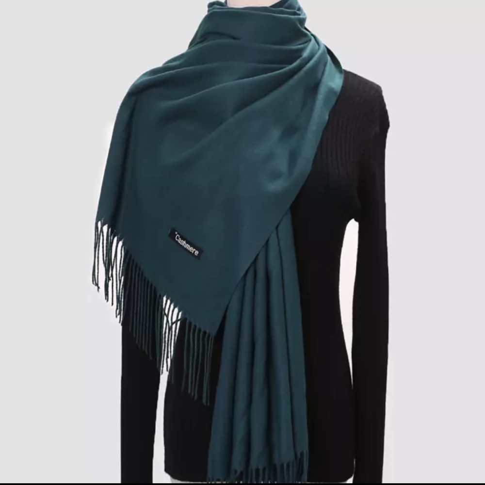 Cashmere Blend Pashmina Scarf Wrap Hunter Green